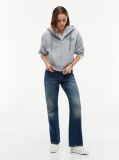 Γκρι Oversized Hoody Με Φερμουάρ Και Λογότυπο  Γυναίκες