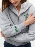 Γκρι Oversized Hoody Με Φερμουάρ Και Λογότυπο  Γυναίκες