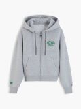 Γκρι Oversized Hoody Με Φερμουάρ Και Λογότυπο  Γυναίκες