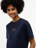Μπλε T-Shirt Με Κλασική Λαιμόκοψη Και Κεντητό Λογότυπο  Γυναίκες