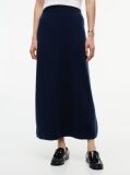 Blue Pure Wool Jersey Straight Midi Skirt  Women