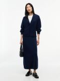 Blue Pure Wool Jersey Straight Midi Skirt  Women