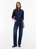 Blue Relaxed Fit Logo Embroidery Denim Shirt  Women