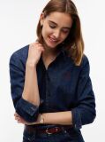 Blue Relaxed Fit Logo Embroidery Denim Shirt  Women