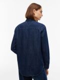 Blue Relaxed Fit Logo Embroidery Denim Shirt  Women