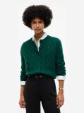 Green Pure Wool Cable Knit Slim Cardigan  Women