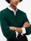 Green Pure Wool Cable Knit Slim Cardigan  Women