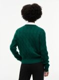 Green Pure Wool Cable Knit Slim Cardigan  Women