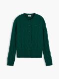 Green Pure Wool Cable Knit Slim Cardigan  Women