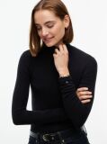 Black Slim Mock Neck Long Sleeve Top  Women