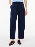 Blue Travel Button Cuff Barrel Trousers  Women