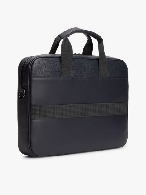 Blue Flap Pocket Pebble Grain Laptop Bag  Men