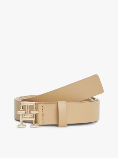 Μπεζ Modern TH Monogram Δερμάτινη Ζώνη Με Αγκράφα  Γυναίκες