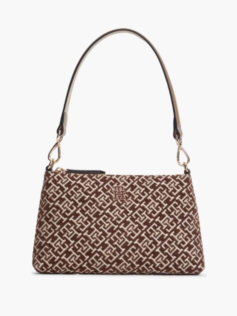 Beige TH Monogram Jacquard Shoulder Bag  Women