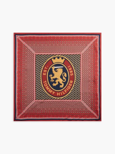 Multi Pure Silk TH Crest Square Scarf  Women