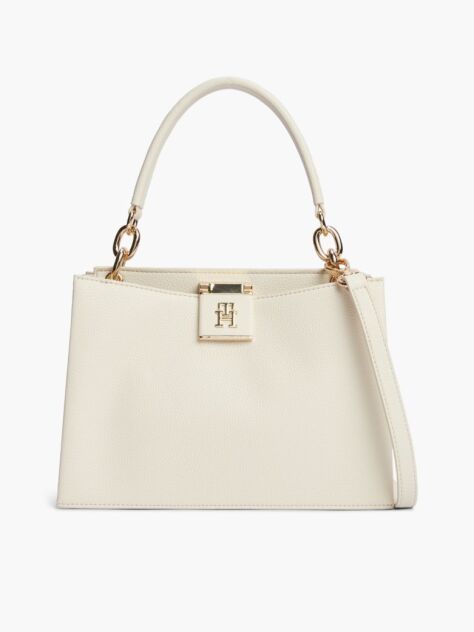 Beige Heritage TH Monogram Convertible Satchel  Women
