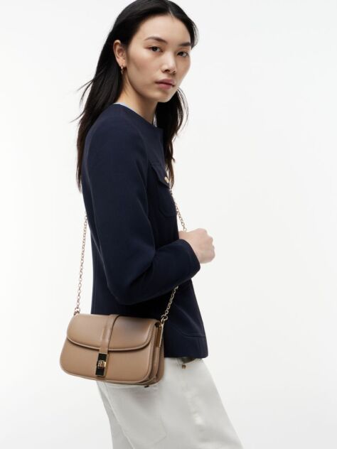 Brown Heritage TH Monogram Chain Crossbody Bag  Women