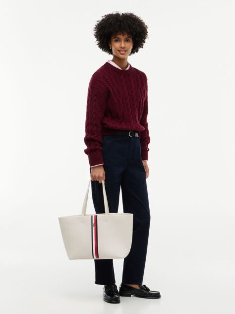 Beige Essential Corporate Global Stripe Tote Bag  Women