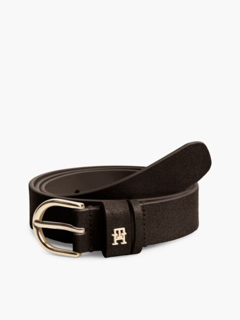 Brown Essential Rounded Buckle Suede Belt  Women