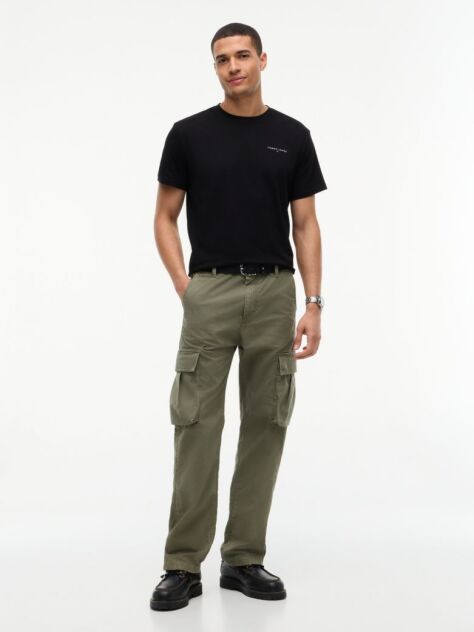 Black Linear Logo Slim Crew Neck T-Shirt  Men