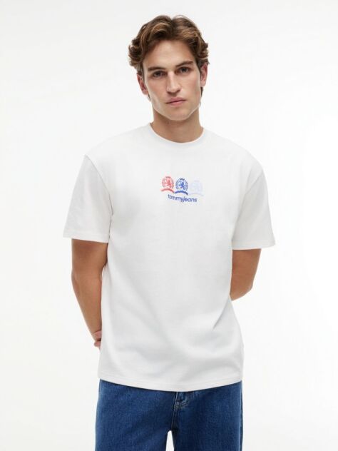 Άσπρο T-Shirt Σε Άνετη Γραμμή Με Λογότυπο Στην Πλάτη  Άνδρες