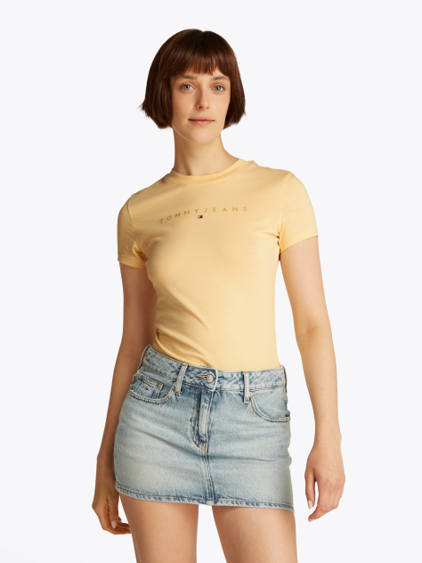 Κίτρινο T-Shirt Σε Slim Γραμμή Με Tonal Λογότυπο  Γυναίκες