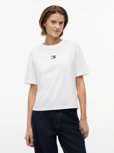 Beige Boxy Badge Tee  Women