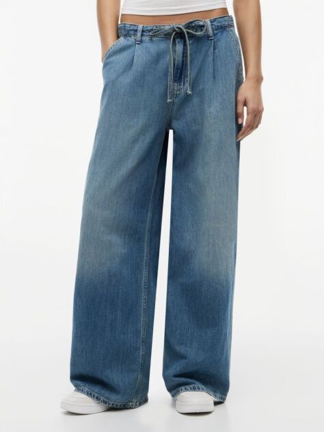 Denim Τζιν Σε Φαρδιά Γραμμή Με Κορδόνι Και Λινό  Γυναίκες