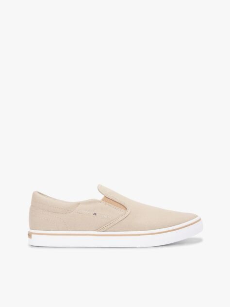 Μπεζ Slip-On Sneakers Από Canvas  Άνδρες