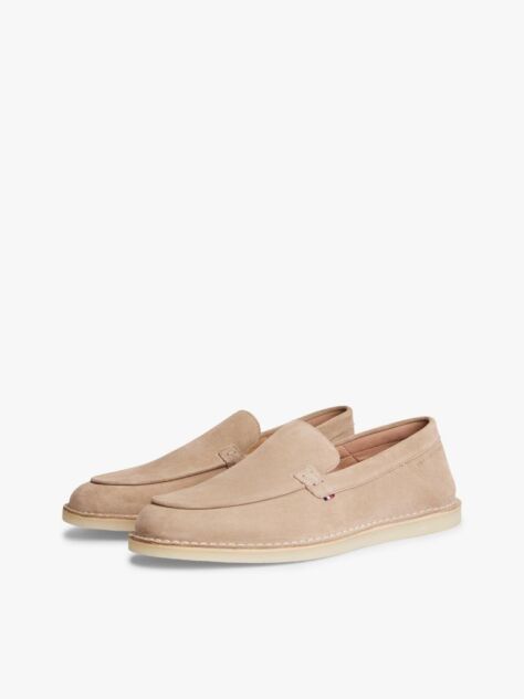 Μπεζ Σουέτ Loafers Με Ανάγλυφο Λογότυπο  Άνδρες