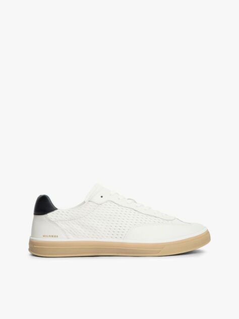 Άσπρο Δερμάτινα Sneakers Με Cutout Σχέδιο  Άνδρες