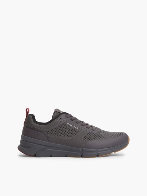 Grey Logo Knit Sneakers  Men