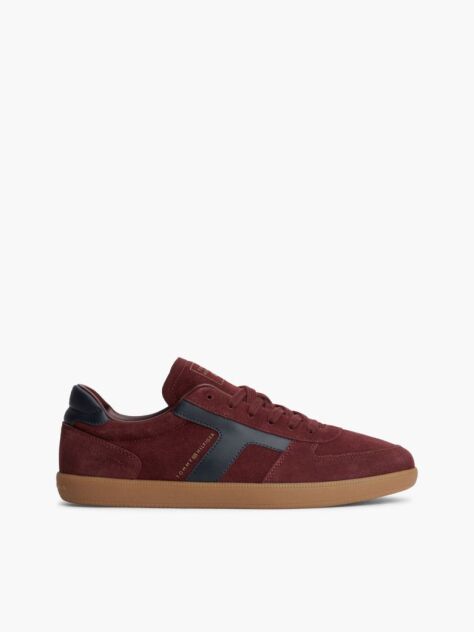Red Suede Mixed Texture Sneakers  Men