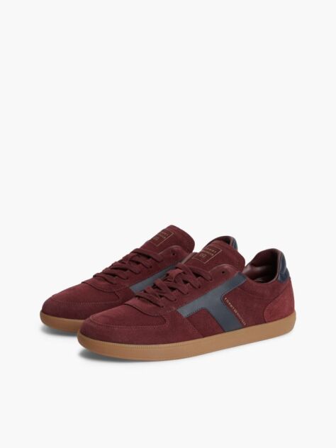 Red Suede Mixed Texture Sneakers  Men