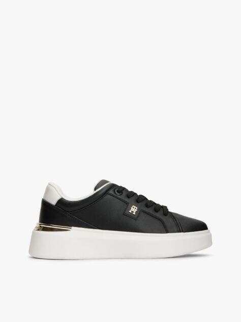 Μαύρο Δερμάτινα Sneakers Με Μονόγραμμα TH  Γυναίκες