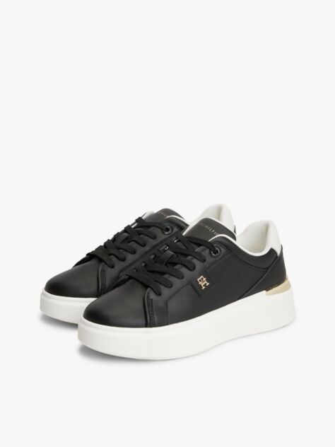 Μαύρο Δερμάτινα Sneakers Με Μονόγραμμα TH  Γυναίκες