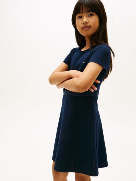 Blue Essential Short Sleeve Skater Dress  Girls