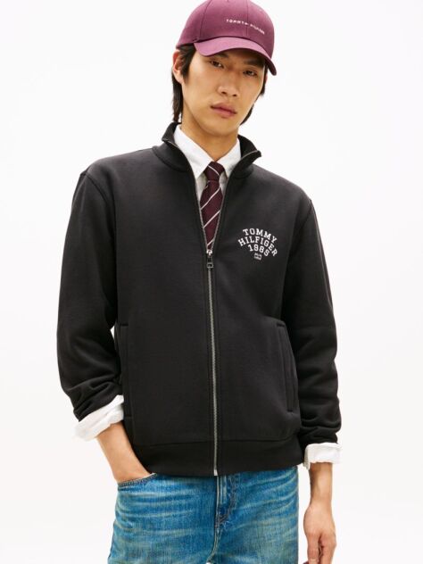 Black Stand-Up Collar Track Jacket  Men