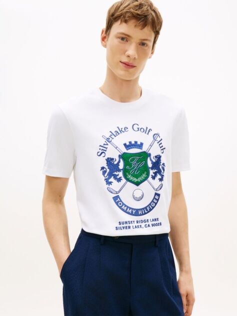 Άσπρο T-Shirt Με Λογότυπο Και Κλασική Λαιμόκοψη  Άνδρες