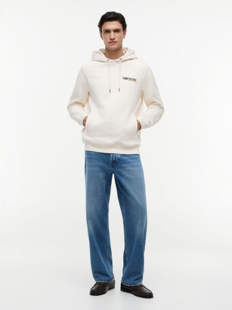 Μπεζ Βαμβακερό Hoody Με Πίσω Σχέδιο  Άνδρες