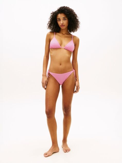 Pink Crinkle Texture Triangle Bikini Top  Women
