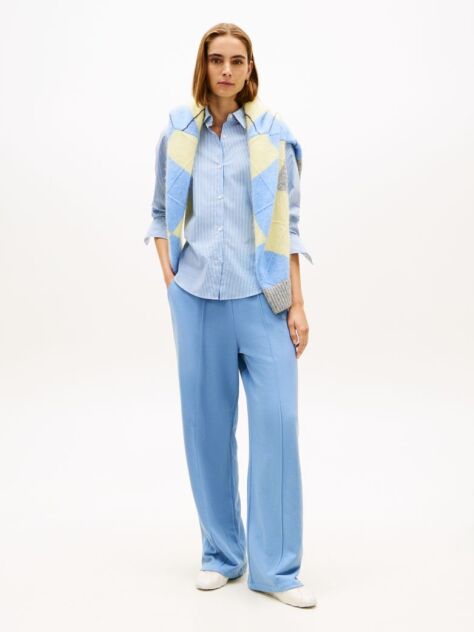 Blue Logo Embroidery Wide Leg Joggers  Women