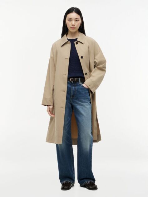 Beige Water Repellent Twill Single Breasted Coat  Women