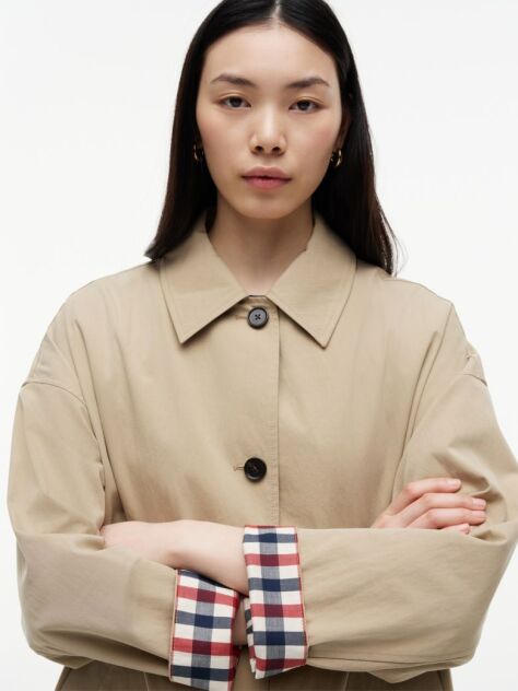 Beige Water Repellent Twill Single Breasted Coat  Women