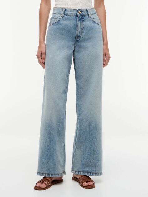 Blue 70s High Rise Wide Leg Jeans  Women