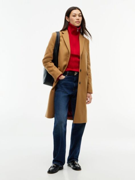 Brown Manteco Wool Blend Slim Single Breasted Coat  Women