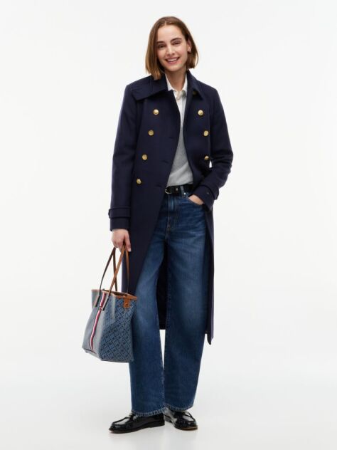 Blue Manteco Wool Blend Double Breasted Coat  Women