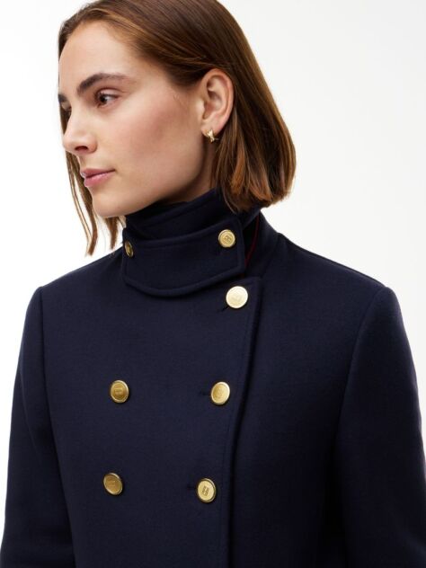 Blue Manteco Wool Blend Double Breasted Coat  Women
