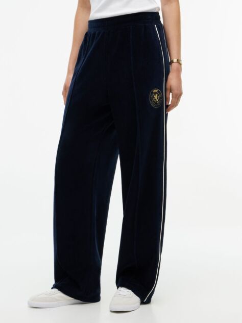 Blue Velour Mid Rise Relaxed Straight Joggers  Women