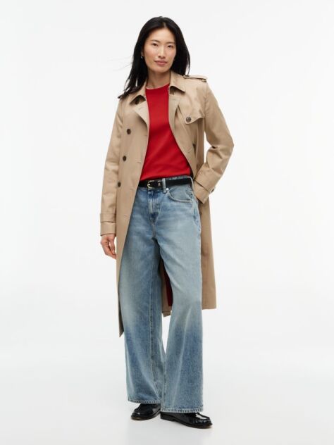 Red Interlock Knit Relaxed Long Sleeve T-Shirt  Women